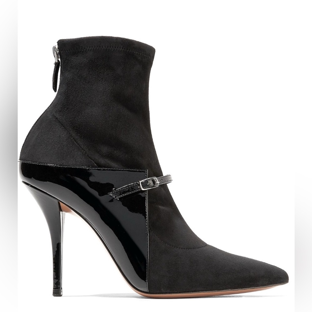 Givenchy Suede Patent buckle boot heels